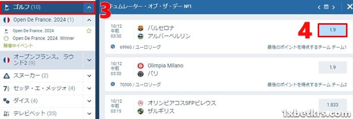 ゴルフのハンディキャップ 17 を選択します